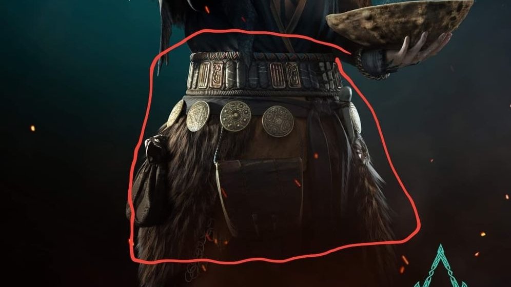 Eiriks Saga states"'She(Vǫlva) had a belt tied around herself and there was a large sack on it.. in that sack, she kept her talisments which she needed in order to make prophecies.'"(Crawford,YT) #ACValhalla  #ACFacts Valka clearly has a belt & a sack to put things in7/12