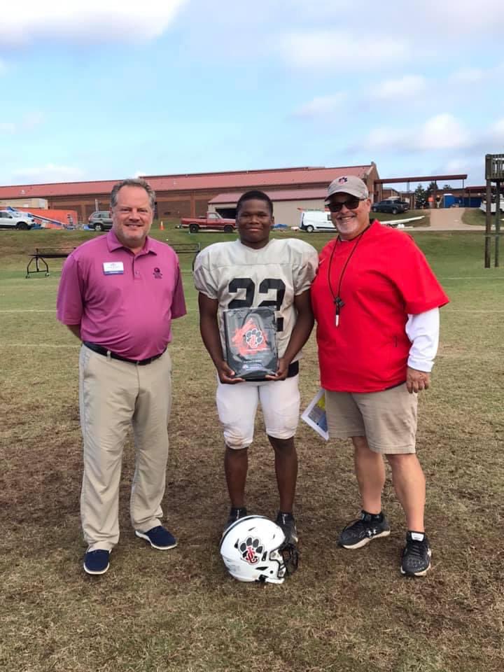 JAXCOFOOTBALL's tweet photo. Congratulations to our Players of the Week vs Johnson! Thank you Keith Harbin at Farmers Insurance! 

Special Teams Player of the Week:
#  5 Bo Reeves 

Defensive Player of the Week:
# 75 Alexander Julian 

Offensive Players of the Week:
# 22 Tre Ransom 
# 65 Evan Rosser https://t.co/oEIhBxRcjD