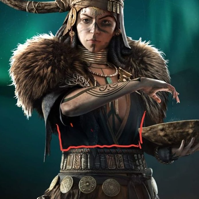 Eiriks Saga continues,"'she had a blue cloak w/ a neckstring over herself & stones were set in it..'"(Crawford,YT) #AssassinsCreed    #ACFacts:-ish dress+ Neckstring w/ stones #AssassinsCreedValhalla   is Gets VALKA SO RIGHT!-So how does Valka practice her magic?8/12