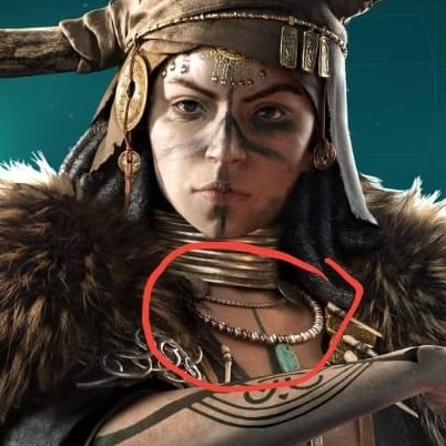 Eiriks Saga continues,"'she had a blue cloak w/ a neckstring over herself & stones were set in it..'"(Crawford,YT) #AssassinsCreed    #ACFacts:-ish dress+ Neckstring w/ stones #AssassinsCreedValhalla   is Gets VALKA SO RIGHT!-So how does Valka practice her magic?8/12