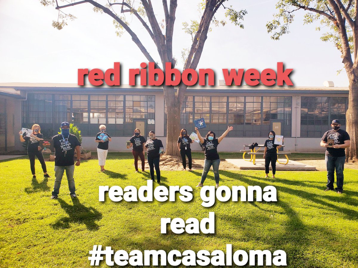 CasaLomaFace's tweet photo. Red ribbon week 
Here's our amazing staff encouraging our students to grab a book and read. #teamcasaloma #teamBCSD https://t.co/PQkzXXsdYO