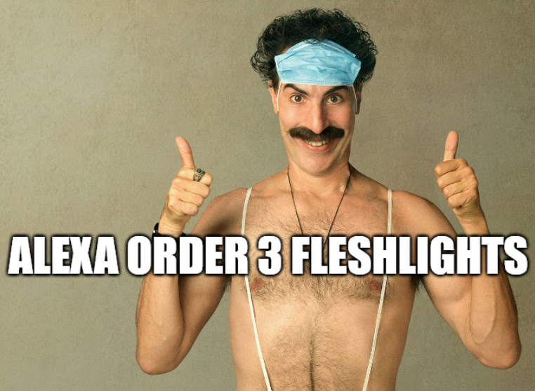 DutchHamilton's tweet photo. #Borat made the Best Kind of mistake when he ordered 3 Fleshlights,
There's no Bulb, but it sure has a Spark! 
See our latest review on the classic
https://t.co/a4tvAWfvp4

#BoratSubsequentMoviefilm #loveyoursextoy #alexa #pleasure #sexytime #fleshlight #happyaccident https://t.co/7kbAOYGsXK