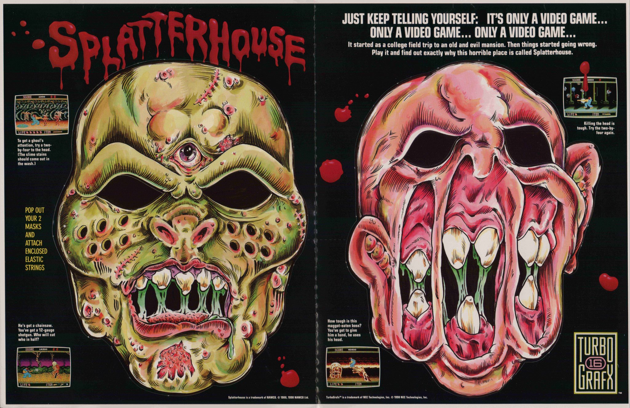 National Videogame Museum على X: Theres no better game to celebrate  Halloween with than Splatterhouse for the TurboGrafx-16, so we dug up some  vintage Splatterhouse Halloween promotional items, including this scary pop- out