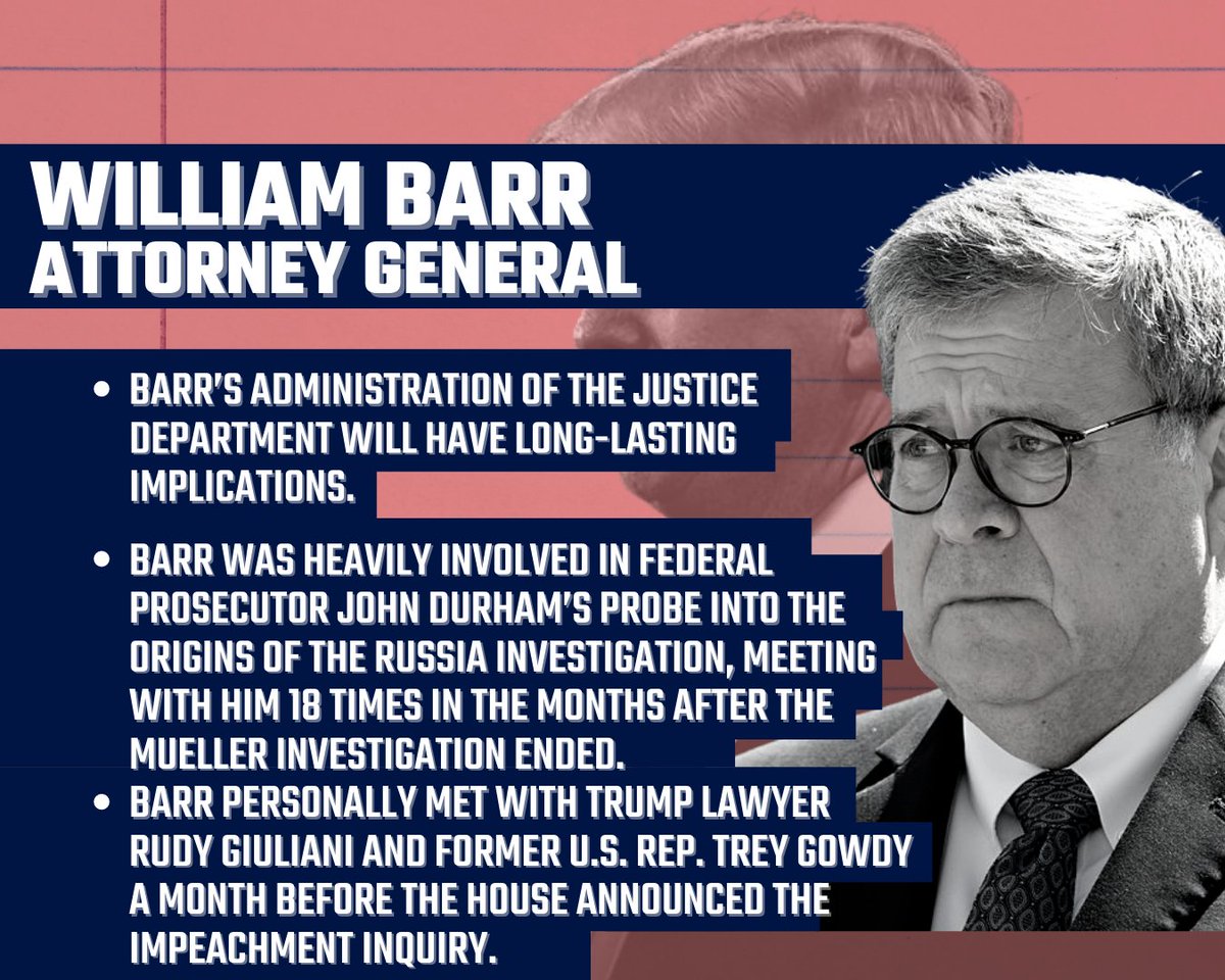 First, Attorney General William Barr. We’ve uncovered key information about how Barr has served the president’s political interests over those of the American people.