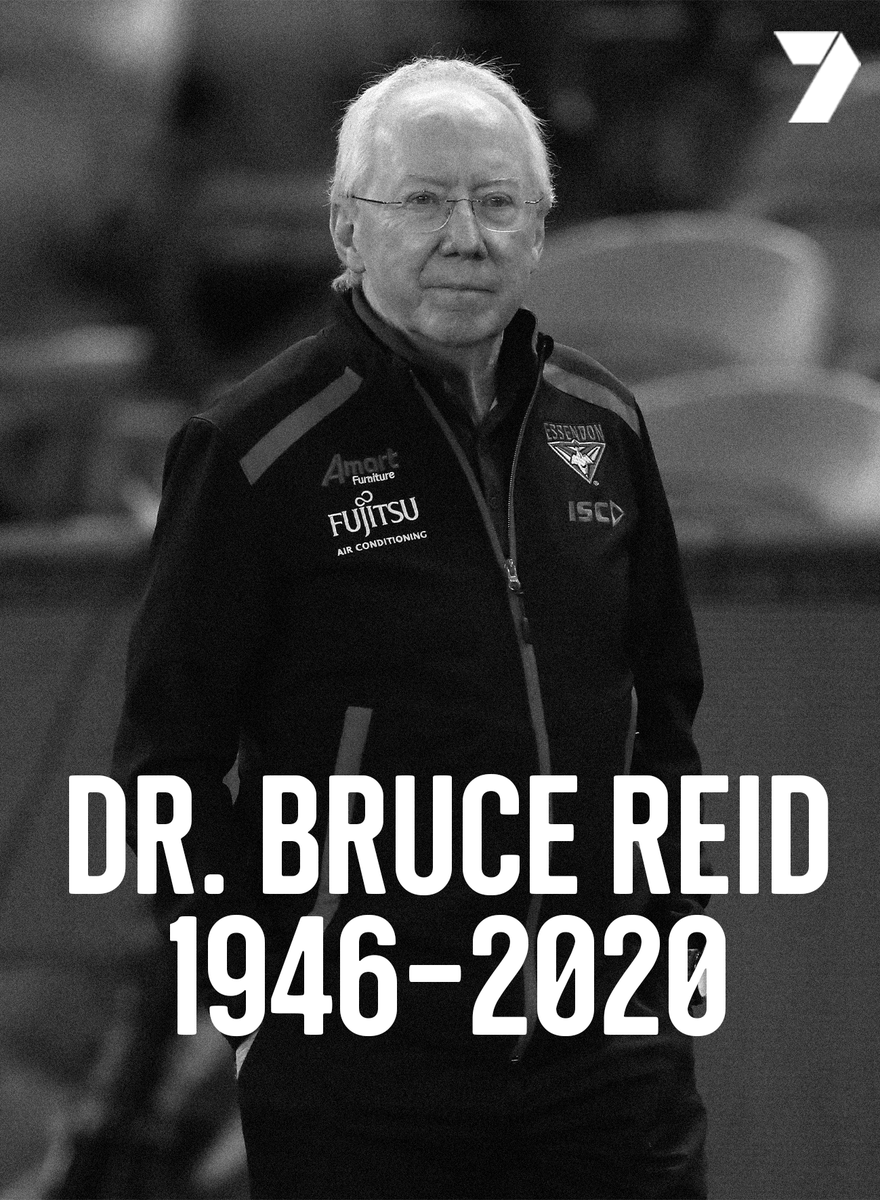 7AFL's tweet photo. Our thoughts and prayers go out to Bruce Reid's family and friends during this difficult time. 

Farewell, Doc. 🖤❤️️ https://t.co/2b1JnPd7Mx