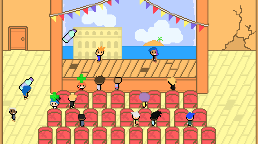 The Rainsdowne Players ($2.79) - an RPG about a struggling theater troupe, desperate to impress the audiences, or at least, survive them hurling bottles at your performance. describes itself as a fusion of Paper Mario, Majora's Mask, and Rhythm Tengoku.  https://rainsdowne.itch.io/the-rainsdowne-players