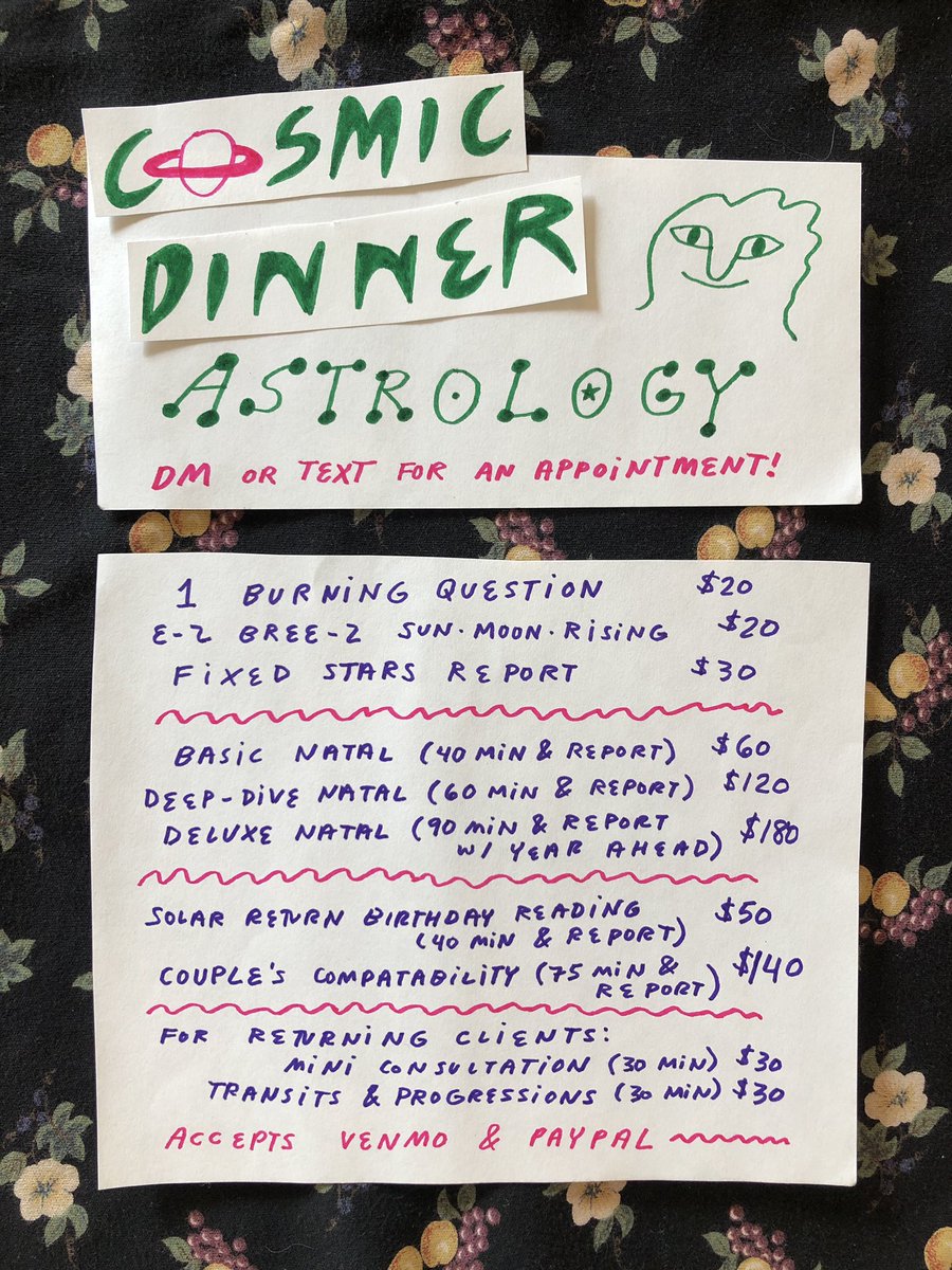 COSMIC DINNER ASTROLOGY is open for business~ dm or text for an appointment my good buds ✌️🪐✌️