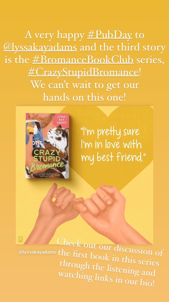 TheSamePagePod's tweet photo. Happy #PubDay to #CrazyStupidBromance! Check out our discussion on #BromanceBookClub book one on Apple Podcasts! (Photo credit for the publisher) @LyssaKayAdams @BerkleyPub @BerkleyRomance https://t.co/e2j9g00Afs