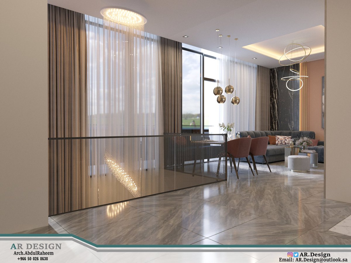 ARDesign15's tweet image. #تصميم صالة في الدور الاول بنمط مودرن .
