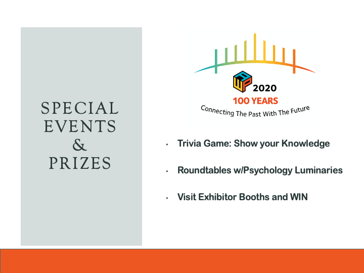 STARTS TOMORROW! Don't miss out on these special events and opportunities to win! Details in your program. Students, visit the exhibitor booths--prizes daily!