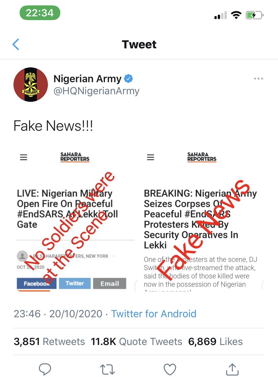 OurFavOnlineDoc's tweet photo. Don’t say anything.
Just look at all these screenshots.

Imagine the lies. Imagine the denial.
Now see the confessions.

When you see it,
Retweet this for the whole world to see the Nigerian Army for what it is. And what it did on 20/10/2020. https://t.co/pkdkqpZo6X