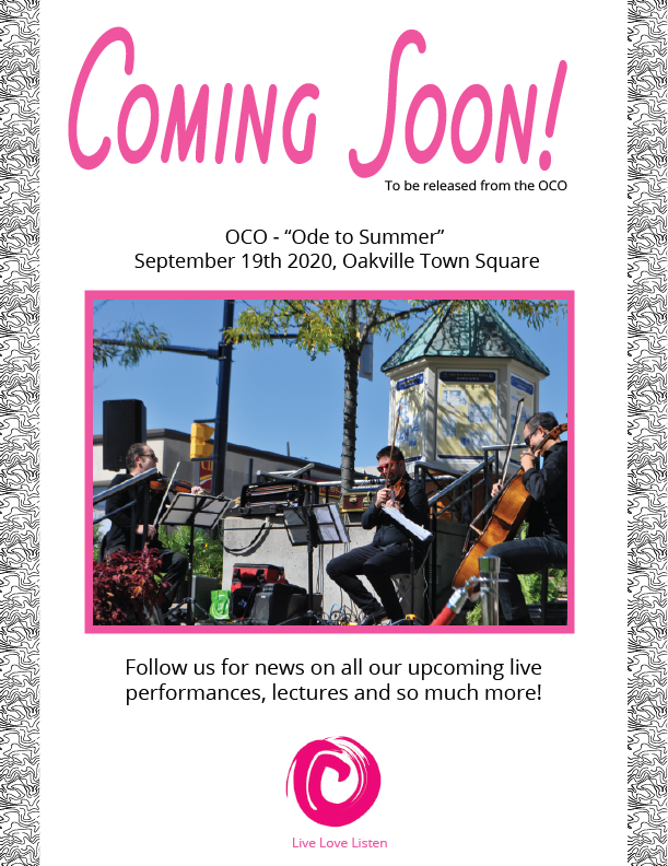 oakvillemusic's tweet photo. Coming soon from the OCO an ~ "Ode to Summer" ~
Our live performance from September 19th 2020 in #DTOakville!
Make sure to keep watch!
๐๐๐
#chambermusic #classicalmusic #odetosummer #dtoakville #oakville #comingsoon https://t.co/Sq47IE85D7