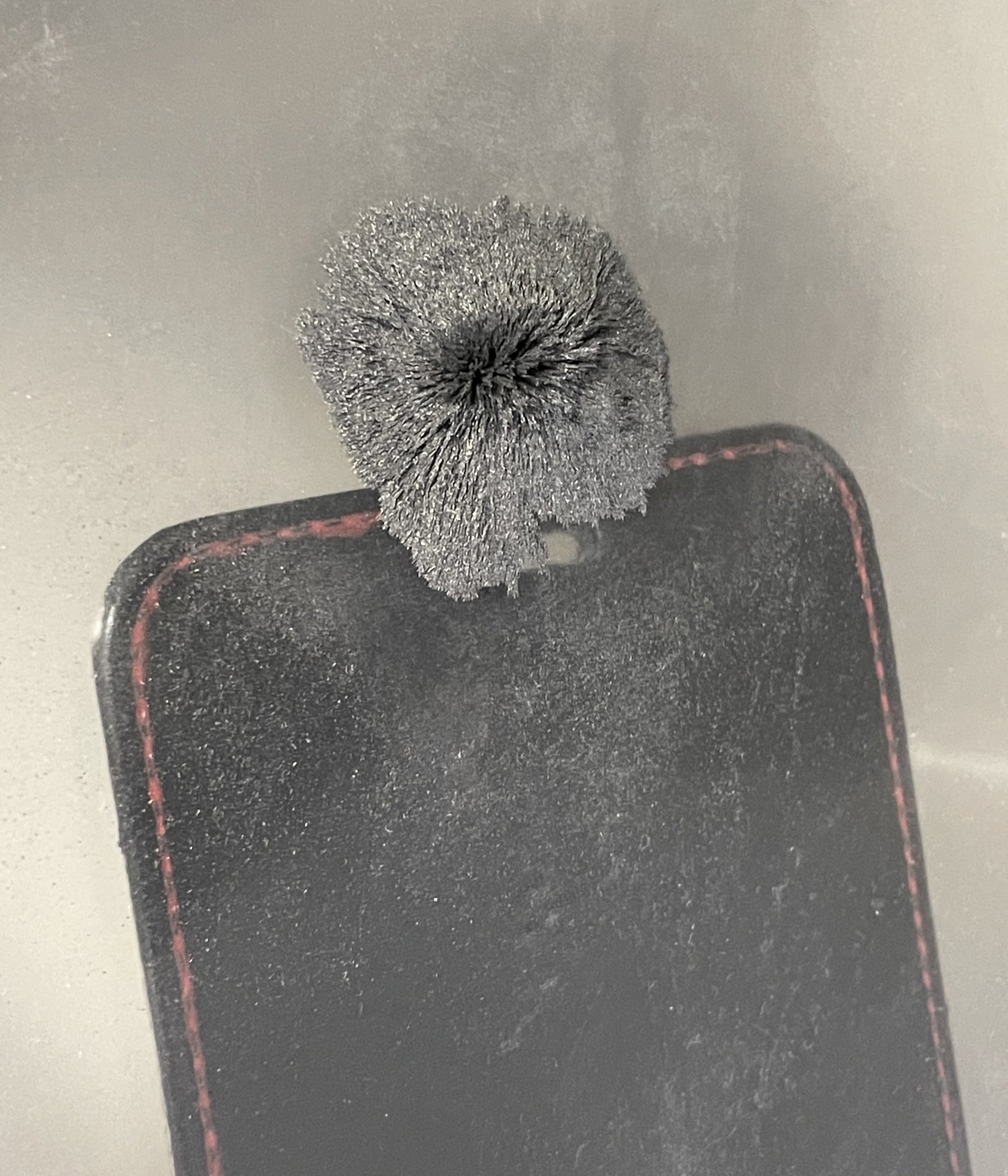 Shige Ruuu Iphone12 Proのmagsafeですが磁力の比較用に私が機種変更前に使っていたフリップケースの留め具に使われている磁石部分の写真を載せます 磁性流体では見事な棘ができています 150mmの金属製 定規がいつも引っ付いてきて鬱陶しい T Co