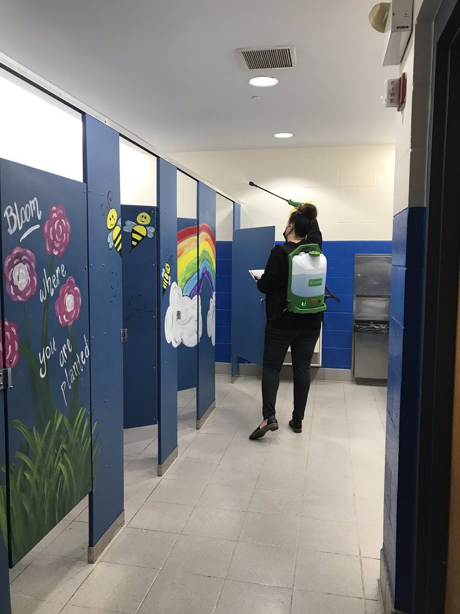 HarmonShantyle's tweet photo. Today I couldn’t resist snapping a picture of Mrs. Pamela Matthews Hartman. Today she wore the backpack and sprayed to keep staff and students safe. ❤️ She had her spray schedule in hand and made her rounds.

#DFErocks #ELECTRICPROUD  #family #everyoneworkstogether https://t.co/Lqmlq9hsFr