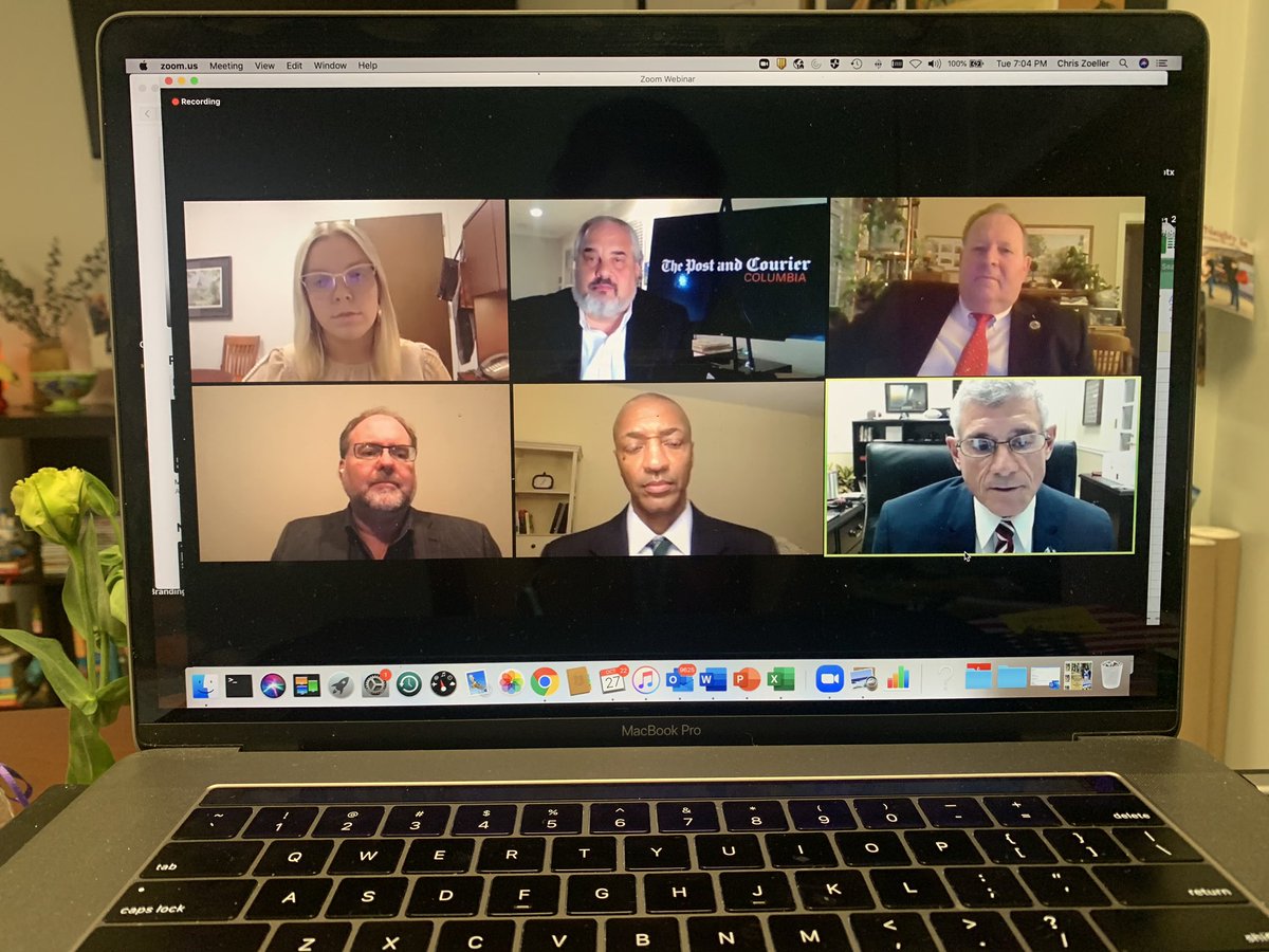 czoeller's tweet photo. Watching @PCColumbia host @UofSC Leadership Forum about the future of the college during #COVID19 times. Excellent panel moderated by @AndyShain https://t.co/0GIZN8l2Xe