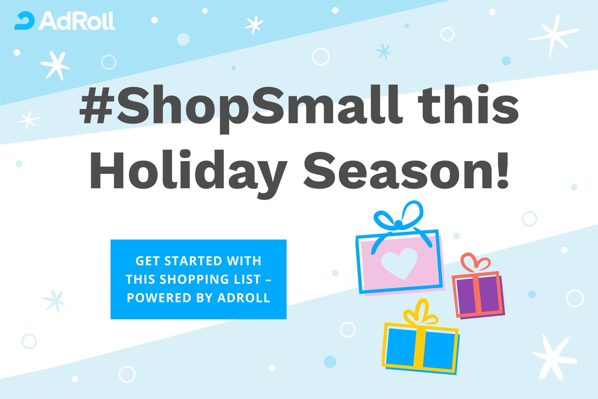 AdRoll's tweet photo. Joining the #ShopSmall movement not only makes for more delight-igniting gifting but for healthier local economies, too. 🛍 💪

Check out our Small Business Shopping List for some #smallbusiness gift ideas 👉 https://t.co/eeNgh4w0O7 https://t.co/NyiMOQNnYD