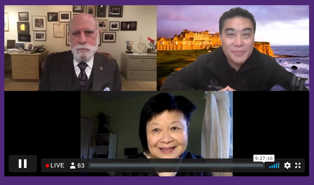 DCasha's tweet photo. Super important talk on #ClimateChange #DigitalDiplomacy #digitalinclusion from @vgcerf @meilinfung (@MIT_alumni!) @rwang0 #CCE2020 https://t.co/deFDOrPexq