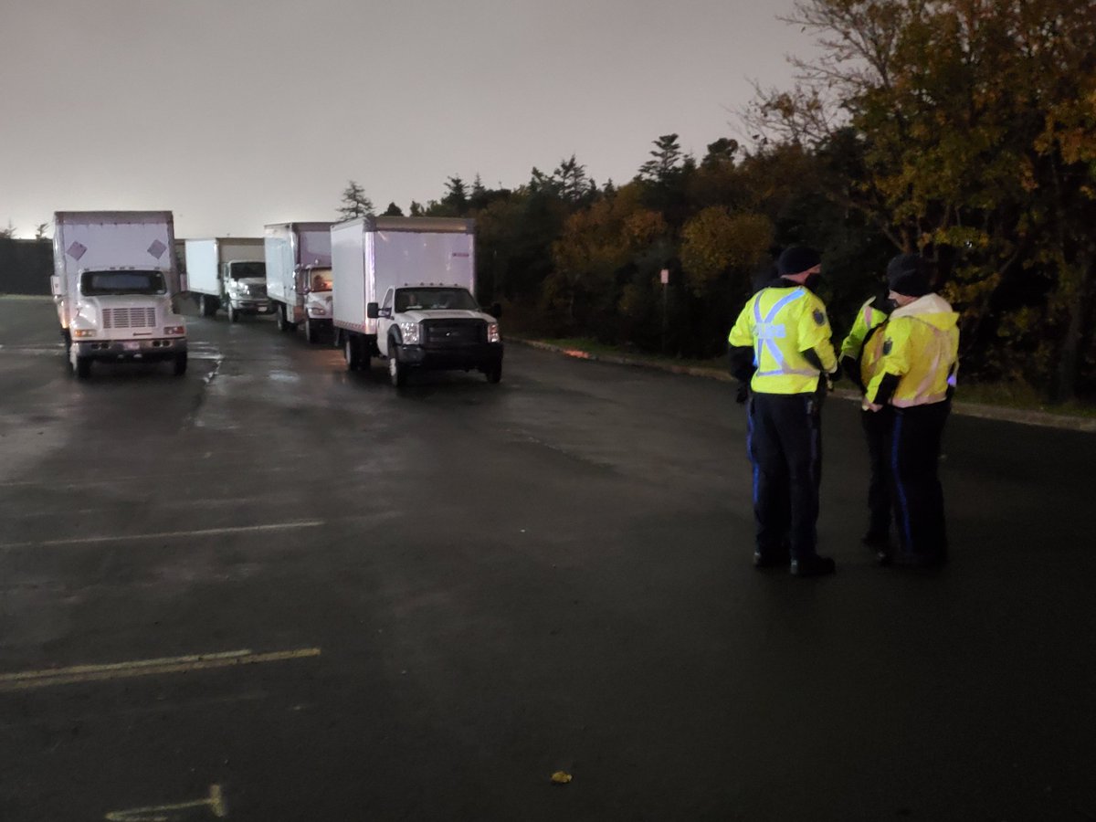 JeffSmythVOCM's tweet photo. The trucks, carrying product from Weston Bakery here in Donovan's, have cut their engines.

There is no movement in terms of the next round of negotiations, but MacDonald reiterates the invitation for Loblaw to join them at the table. https://t.co/07Xg2EmnNA