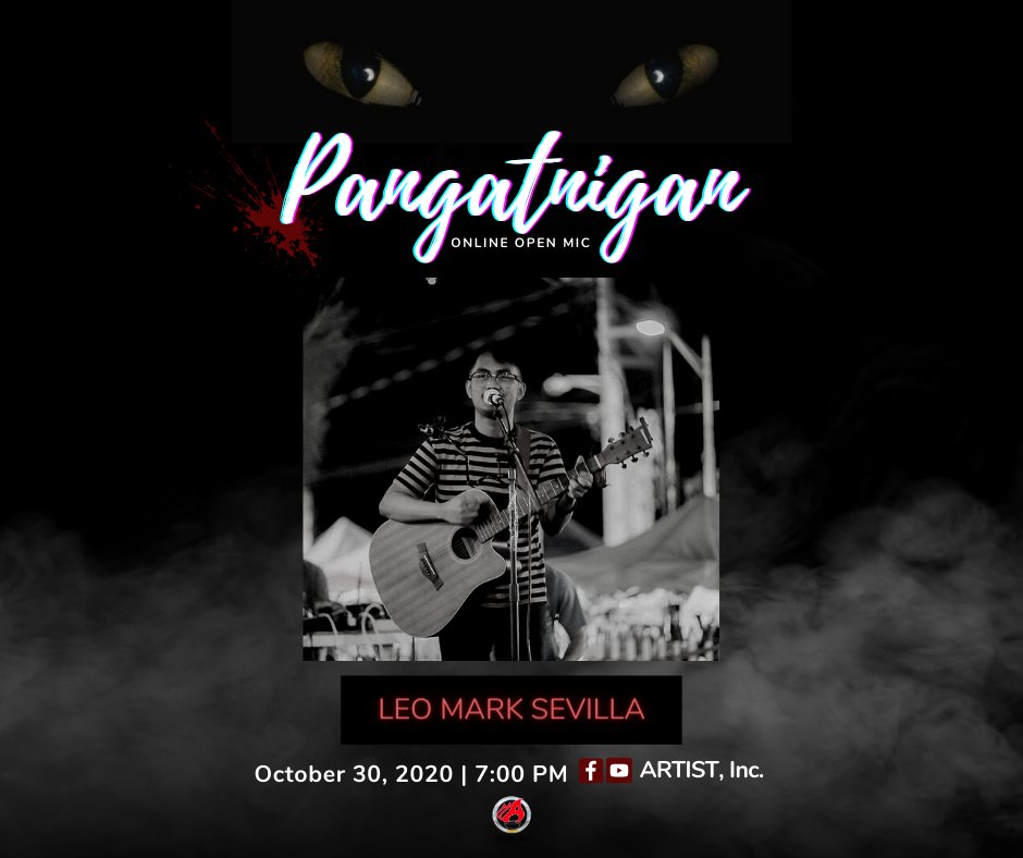 Abangan si Leo Mark sa darating na Biyernes, 7-9PM sa Pangatnigan Online Open Mic! 🎃☠️👻
#GabiNgLagim
#Pangatnigan
#OpenMic
#ARTISTInc https://t.co/KPolEADmbA