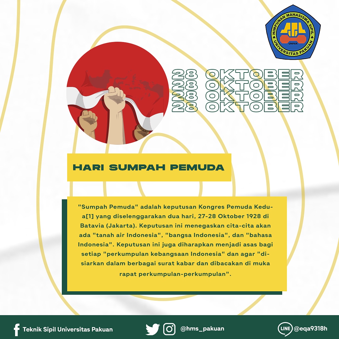 Selamat Hari Sumpah Pemuda untuk kalian para pemuda. Belajarlah tanpa kenal lelah, jadilah pemuda yang berkualitas dan selalu menjunjung tinggi nasionalisme di atas segalanya