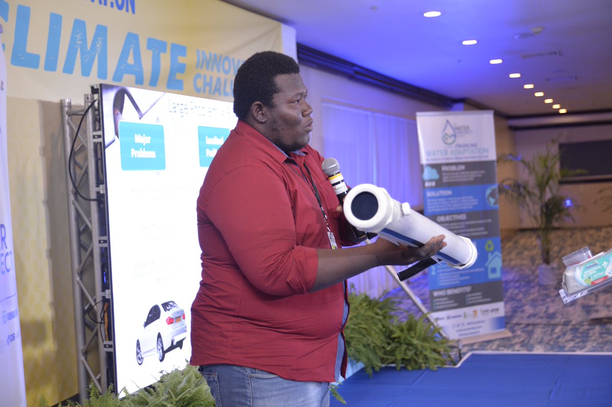 JNFoundation's tweet photo. With 3D Prototype in hand and product patented, Nkrumah Fong of @CeresLabs pitches to develop a vehicular exhaust absorber/filter that reduces Green House Gas (GHG) output by a factor of 70-95%. β½οΈ π
β»οΈπ§π±
#JNFClimateChallenge #ClimateAction #JNFoundation https://t.co/K8Gm384mps