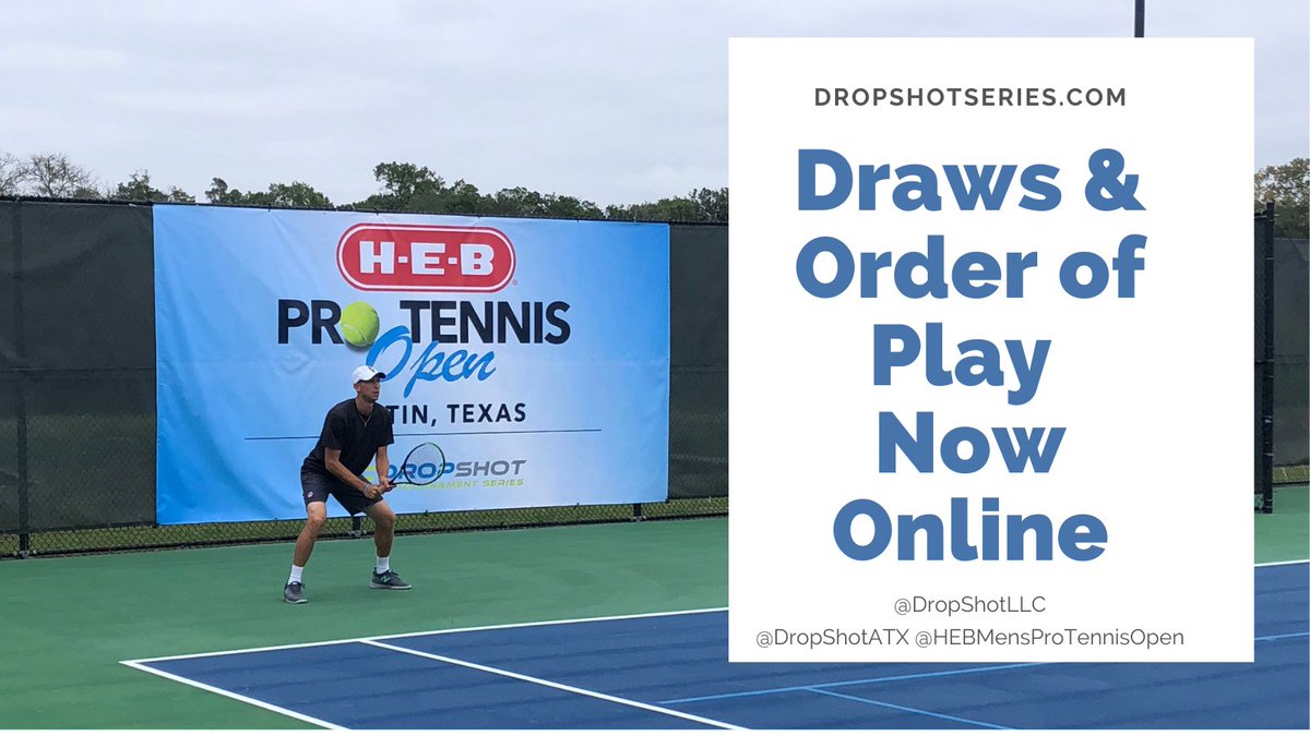 DropShot_Series's tweet photo. Looking forward to great matches tomorrow at the 2020 H-E-B Men's Pro Tennis Open. Order of Play and Schedule now online at https://t.co/I5NpUytro1. #DropShotATX #DropShotSeries #ProTennis #GameOn #2020HEBProTennisOpen #ATXMensProTennisOpen20 #myUTR #Pro #HEBMensProTennisOpen20 https://t.co/XafmbRCvf5