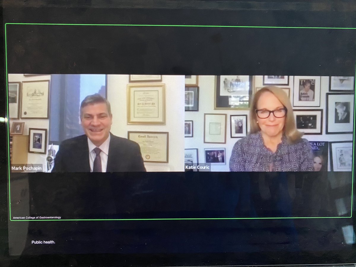 Thanks so much to @katiecouric for spending time with the GI community today in support of #ColonCancer awareness! The @AmCollegeGastro is gratified to have you at #ACG2020!