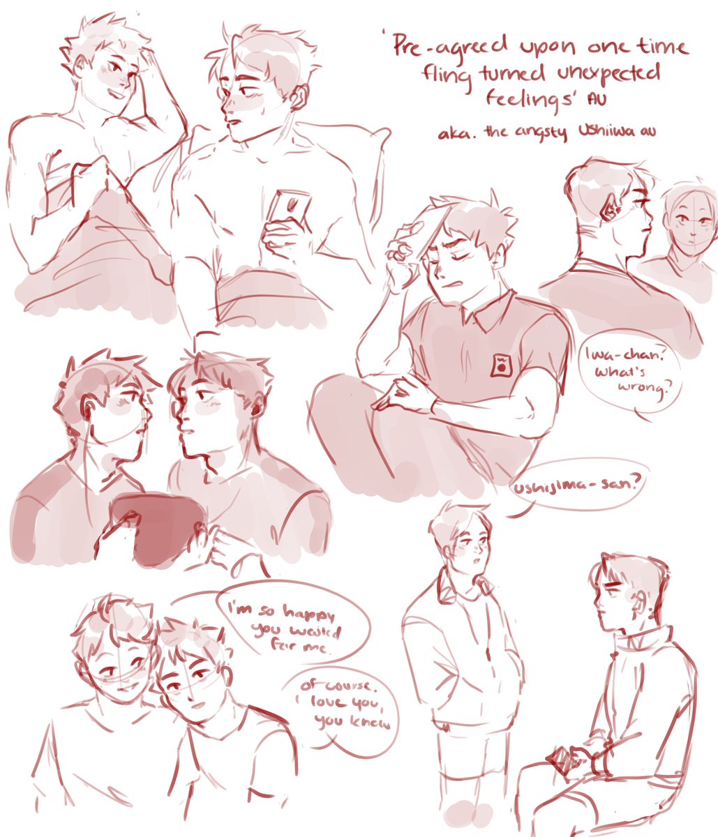 A few AUs ive been thinking about and might expand on some day
#ushiiwaoi #ushiiwa #haikyuu 