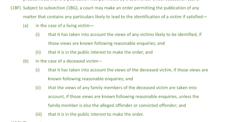 They r now claiming they r working hard to fix a gag on naming deceased victims which they claim has ALWAYS been in place.This is outright false (just look at the existing legislation...)It is the Govt who are actively INSERTING the below into the legislation w this bill /2