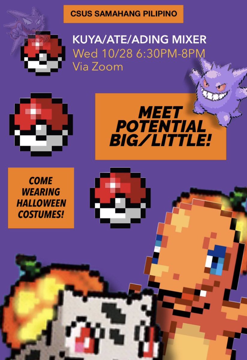 CSUSSP's tweet image. CSUS SP Kuya/Ate/ Ading mixer this Wednesday! Come through and meet your potential big or little! Applications also close Friday 10/30 11:59PM link can be found below

tinyurl.com/SPKAA