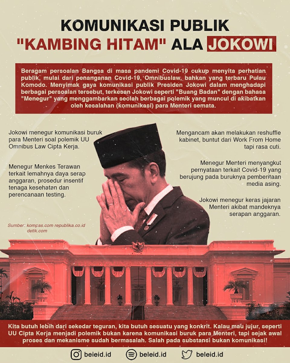 BeleidId's tweet photo. Pakar komunikasi, waktu dan tempat dipersilahkan.

#beleid #komunikasi #politik #indonesia #presiden #scapegoat #kambinghitam #jokowi #menteri #salah #selalu #milenial #infografik #logicalfallacy https://t.co/mhcgeeOcsB