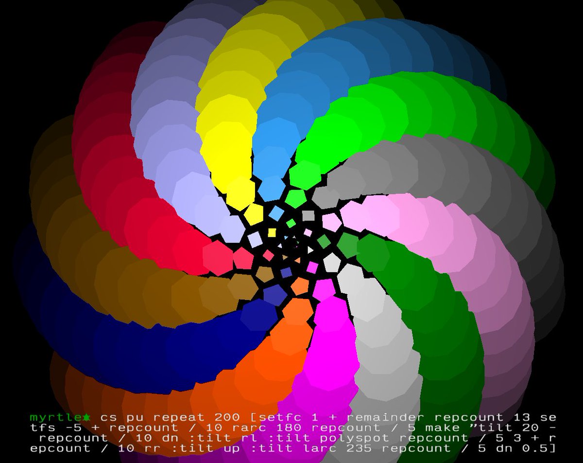 retromelody's tweet photo. Another simple but intriguing #logo one-liner made with @turtlespaces a Logo programming engine for #macOS #windows and #linux using #glfw #opengl #learning2pivot #inventiveminds https://t.co/tUiNHAGT8o