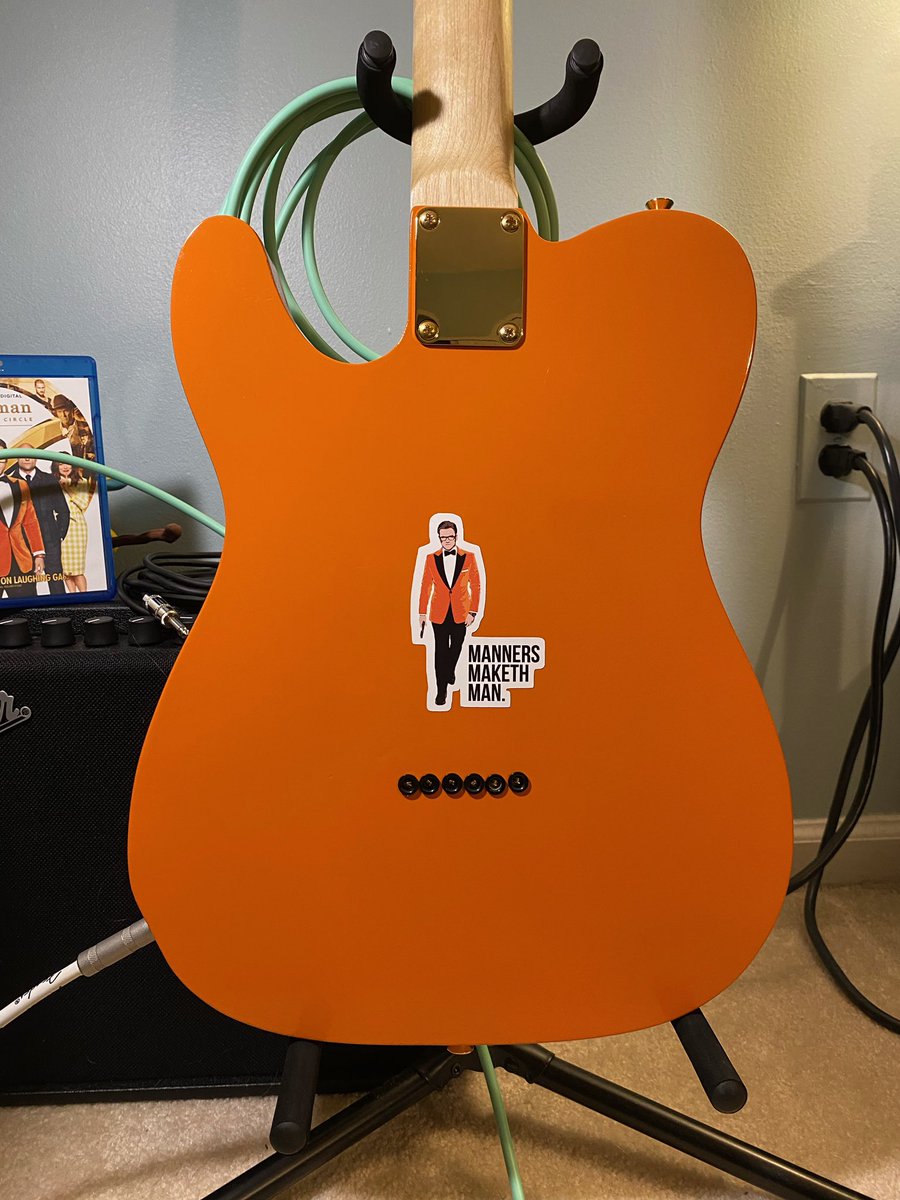 realtorsheehan's tweet photo. My daughter made this custom guitar for @TaronEgerton.  She’s a huge @KingsmanMovie fan. Now we have to figure out how to get it to him. 🤪 HELP! https://t.co/VYLq5LuR8f