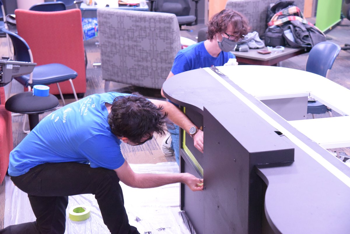 MizzouEsports's tweet photo. Our amazing team of students are working overtime to prepare the broadcasting desk for the League of Legends match against Kansas.

See it in action tomorrow night when the action kicks off at 6:30pm at https://t.co/xHmUNZVDPM.

#MIZGG https://t.co/0HyuciFU7s
