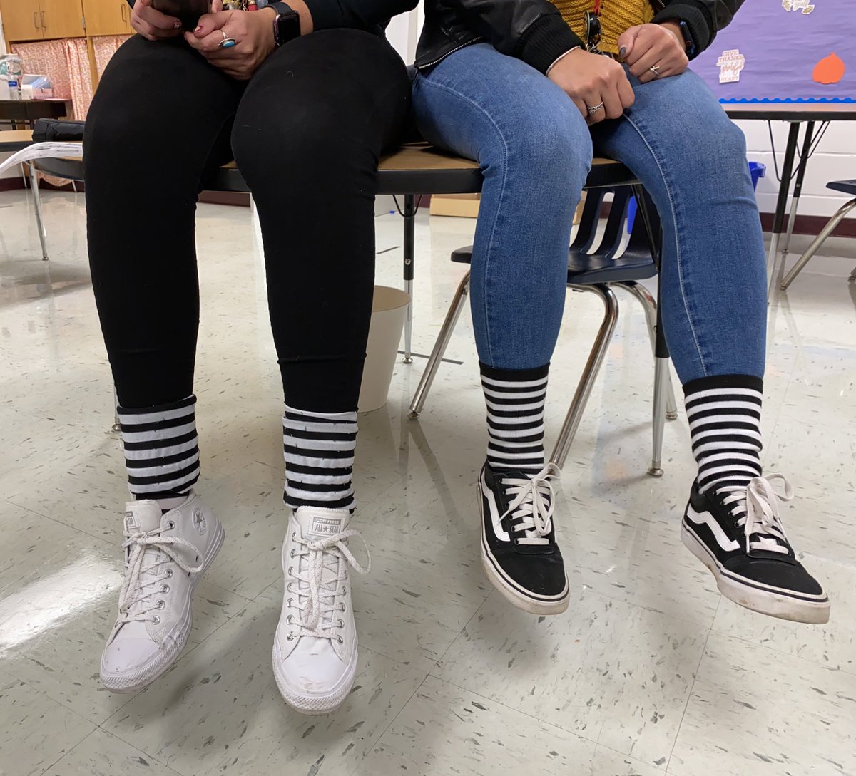 jimenezmcbee's tweet photo. Crazy socks day! 🧦 matching with @mGarcia2nd #unexpected #RedRibbonWeek2020 #mcbee1st #mcbee2nd https://t.co/rLmz0Mx98M
