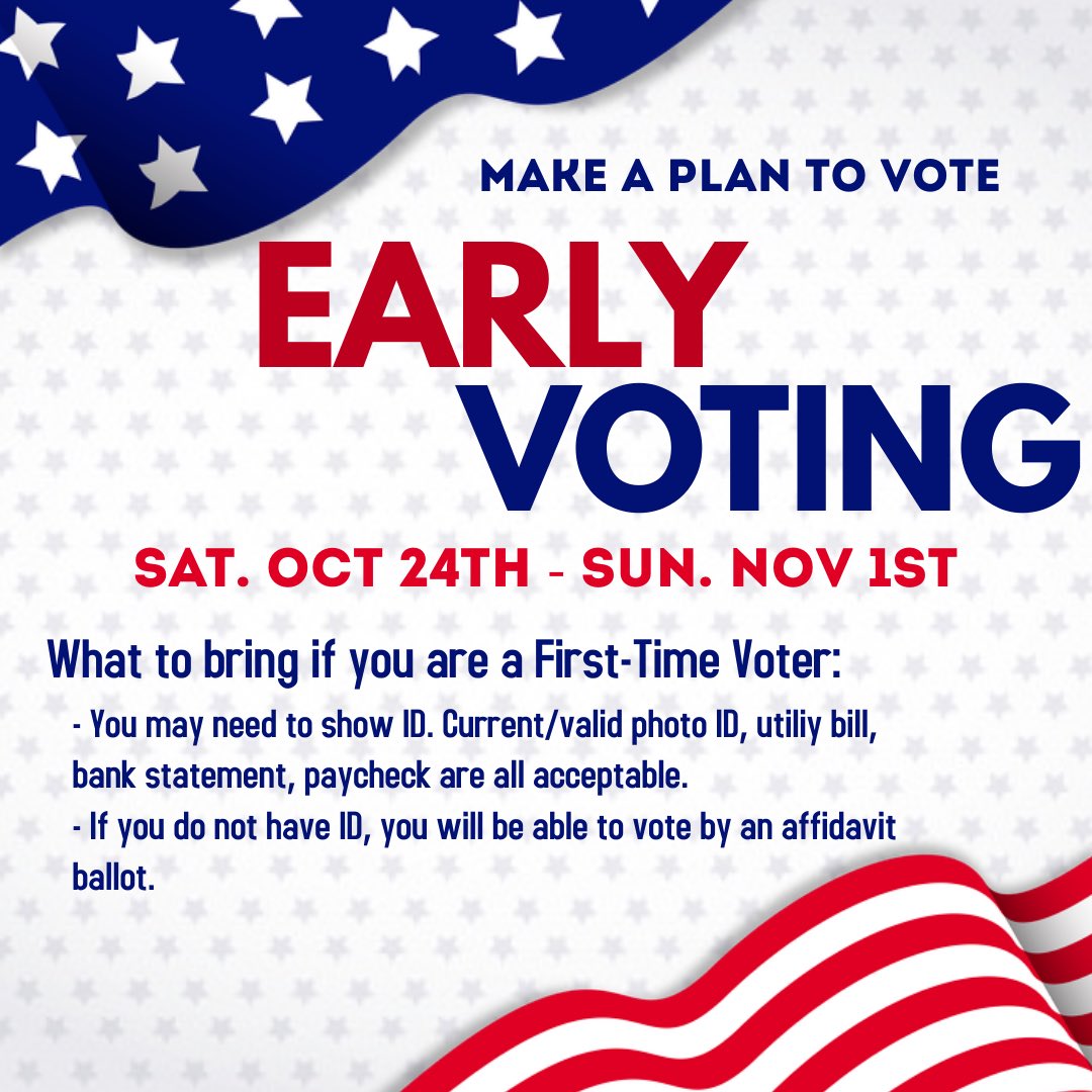 HilbertServes's tweet photo. Catch a ride to the polls tomorrow, 10/28 at 3pm to Early Vote. 
Signup in Purple Briefcase. #HilbertVotes https://t.co/LEGu9l0pnu