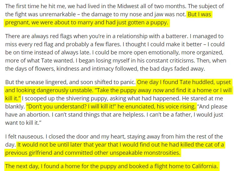 To ground that implication, Reade describes Ted as introverted & unstable w/his passive statements (“I don’t think you should leave me alone with the puppy”) but then escalates to aggressive abuser in ‘09 (“Take the puppy away now and find it a home or I will kill it.”).3/b