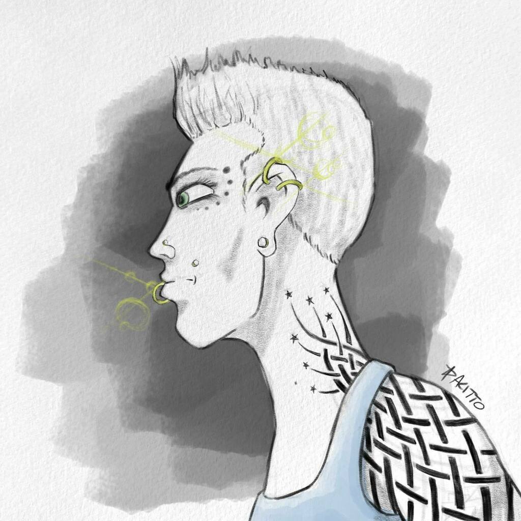 OuterEdgeComics: Sketch!
#sketch #sketchbookpro #tattoo #tribal #shorthair #piercings #punk #stars #inked https://t.co/FveMuPkw6I https://t.co/zI6zsctZ5g