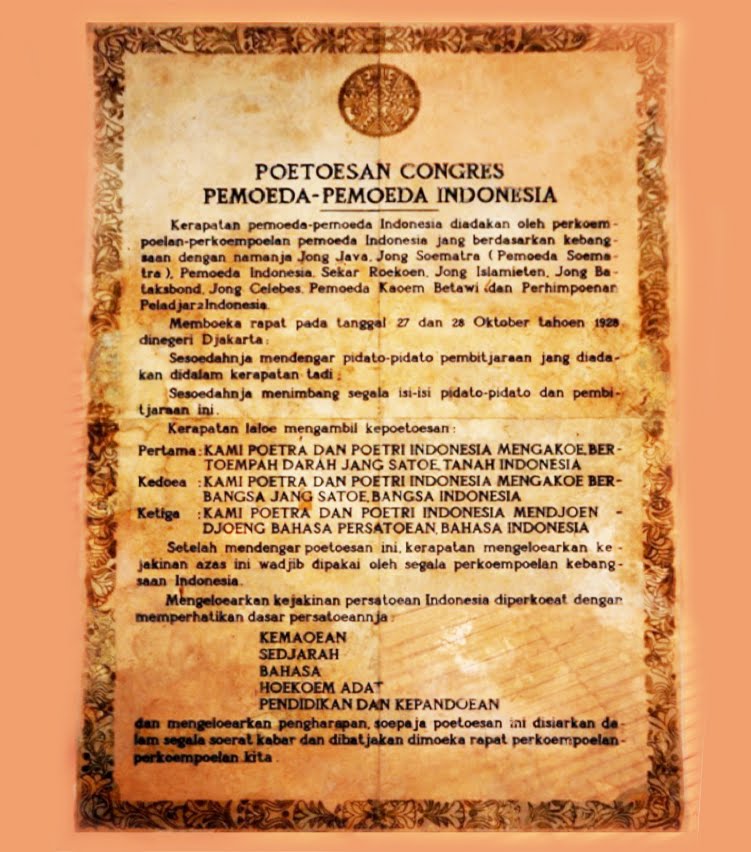 Mazzini auf Twitter: &quot;Kongres Pemuda II 28 Oktober 1928 hanya menghasilkan  putusan kongres. TIDAK ADA KATA SUMPAH ATAU PEMBACAAN SUMPAH OLEH PEMUDA  SAAT ITU. Pada tahun 1958 putusan kongres diganti dgn istilah