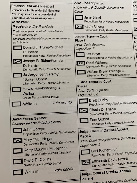 GOODBYE Texas.  Before I head for the border, I made sure my TX vote counts. (despite the best efforts of <a href="/GovAbbott/">Greg Abbott</a> <a href="/KenPaxtonTX/">Attorney General Ken Paxton</a> and <a href="/LtGovTX/">Office of the Lieutenant Governor Dan Patrick</a> to prevent me from voting)

<a href="/DanCrenshawTX/">Dan Crenshaw</a> <a href="/JohnCornyn/">Senator John Cornyn</a> <a href="/SenTedCruz/">Senator Ted Cruz</a> 

<a href="/BetoORourke/">Beto O'Rourke</a> <a href="/LinaHidalgoTX/">Lina Hidalgo</a>