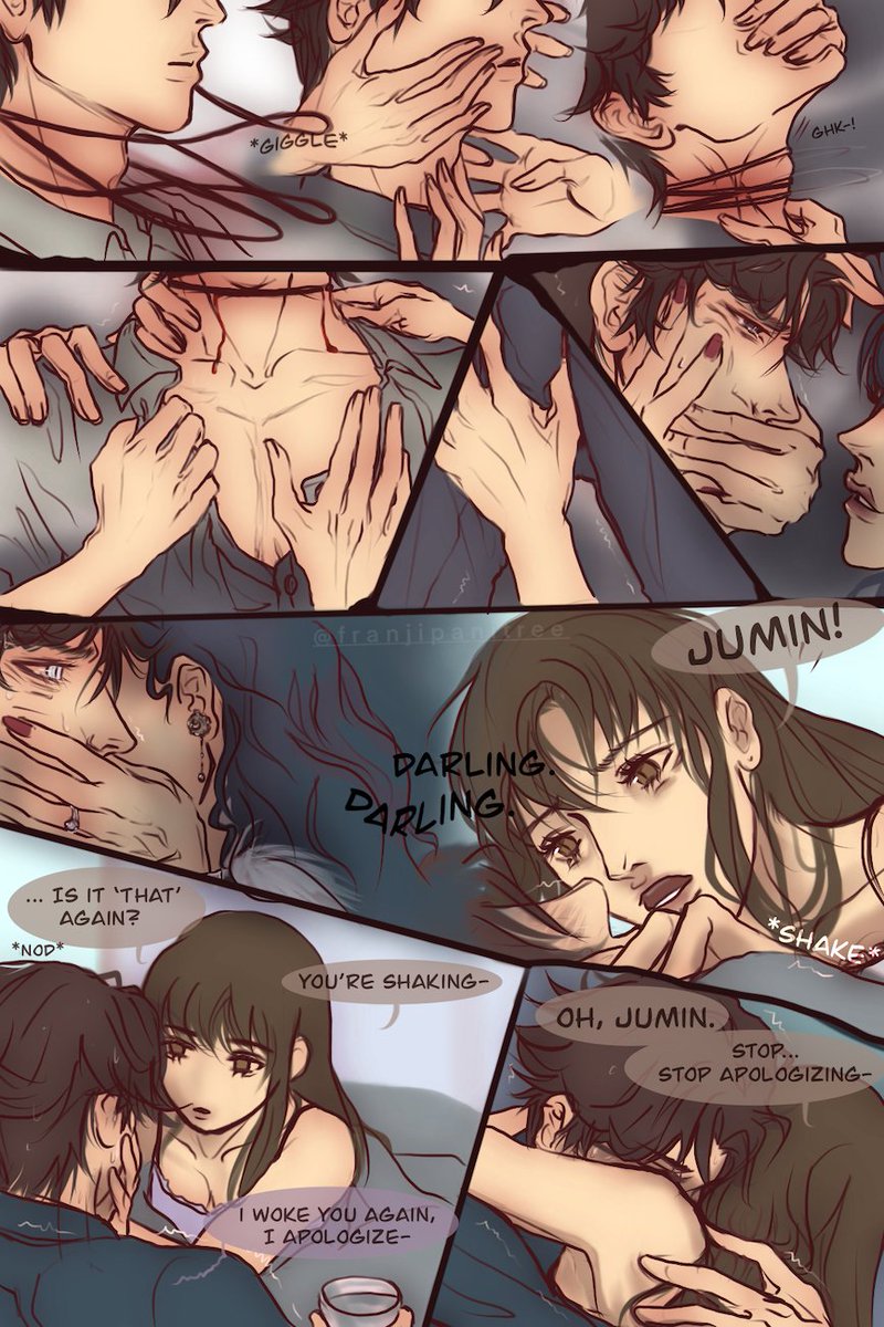 franjipanitree's tweet photo. OCT 27: TRIGGER WARNING: Nightmare. 
"There are things about me I have told no one but you. You know me at my weakest and love me still. For that, I am grateful." 💜
#mysticmessenger 
#juminmonth
(Note: I have my own theories, but I leave you to judge.. 🙃) https://t.co/nX27wBfXSp