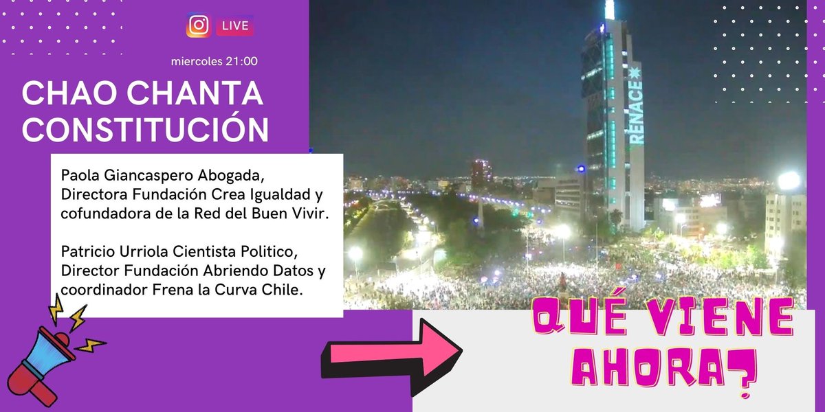 KarinnaSG's tweet photo. Mañana miércoles un nuevo capítulo a las 21:00 
📣 ¿ qué viene ahora? 
👉 Tipos de Estado, plazos para perfeccionar la elección de constituyentes, cómo se elegirán a quienes escribirán la nueva Constitución, información fundamental en esta nueva etapa 
(sigue) https://t.co/rGK0ju6qdS