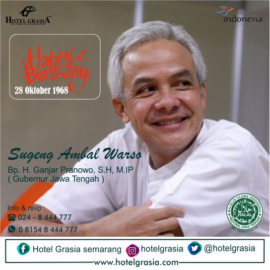 Sugeng Ambal Warso ke- 52 <a href="/ganjarpranowo/">Ganjar Pranowo</a> semoga di beri kesehatan dan kekuatan memimpin jawa tengah Aamiin <a href="/HOTELGRASIA/">Hotel GrasiA</a>