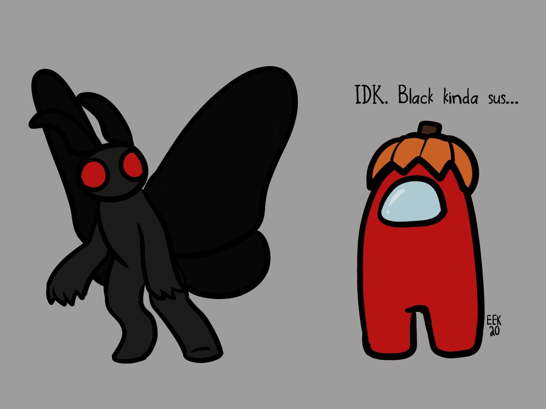 EEKdraws's tweet photo. Hey guys~ Just drew this! #mothman is always blamed for unfortunate events, and idk this just kinda stuck.
#AmongUs https://t.co/GiFS8wexLJ