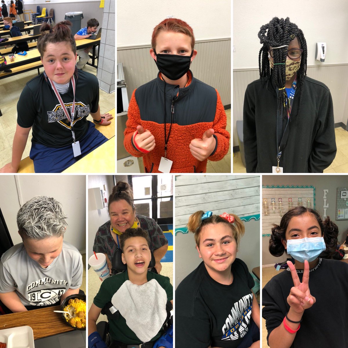 We may be crazy! But we don’t do drugs! A very small sampling of the amazing crazy hair our students showed off during lunches today for Red Ribbon week! #redribbonweek