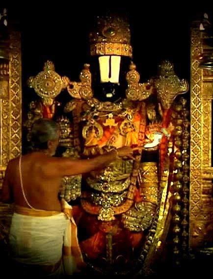 Venkateshwara is referred as Chandana Charchita Govinda (The Prabhu who is beautiful and anointed with sandalwood paste). Chandana used by Devas is called Harichandana and that used by humans in the service of Prabhu is called Srichandana.