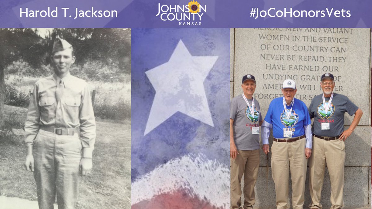 Meet Harold T. Jackson who resides in Overland Park ( @opcares). He is a World War II veteran who served in the  @USArmy. Visit his profile to learn about a highlight of an experience or memory from WWII:  https://jocogov.org/dept/county-managers-office/blog/harold-t-jackson  #JoCoHonorsVets 