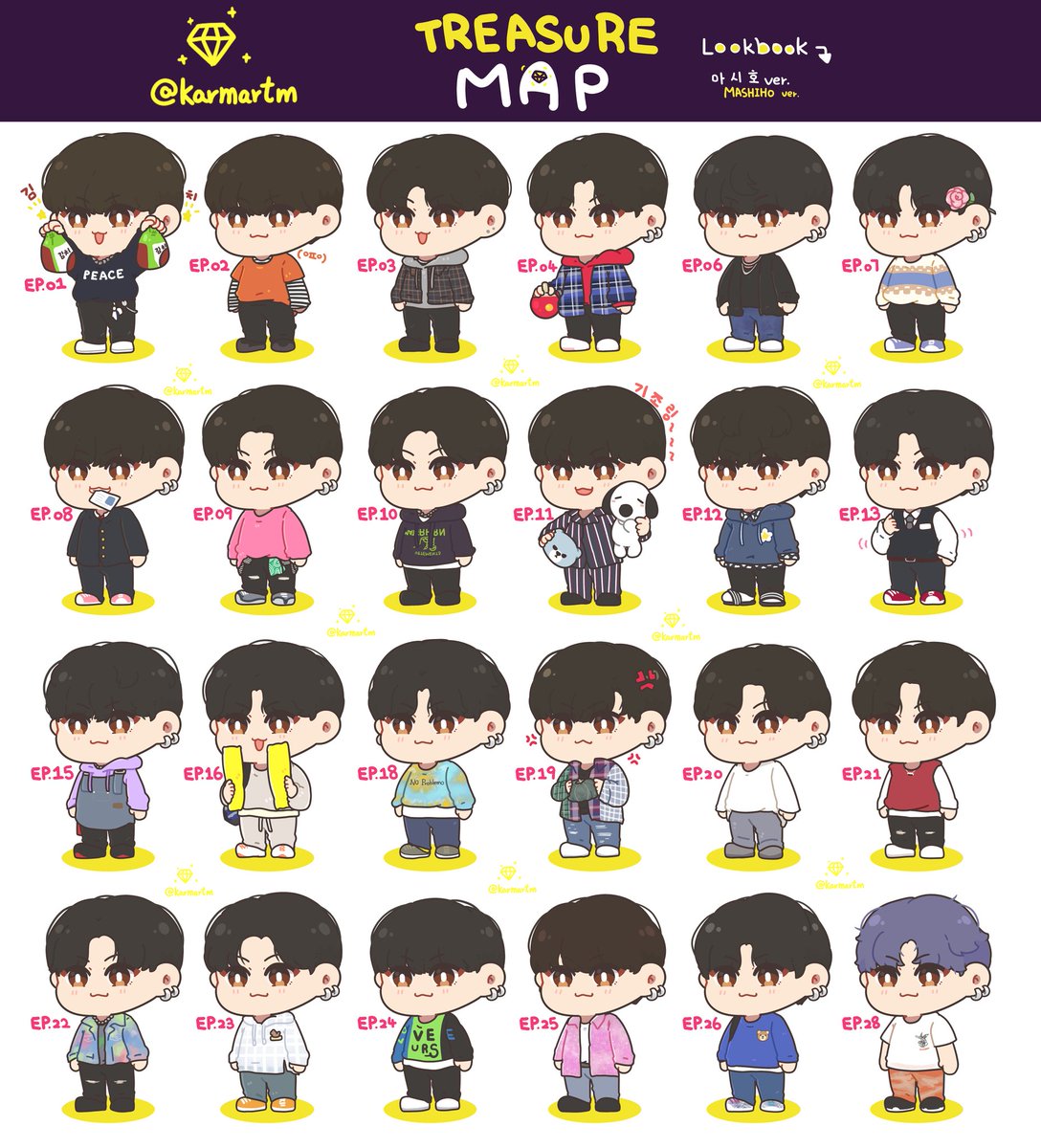 Treasure Map Lookbook Stickers Mashiho, Jaehyuk preview ©Karma0818 #TREASURE  #트레저