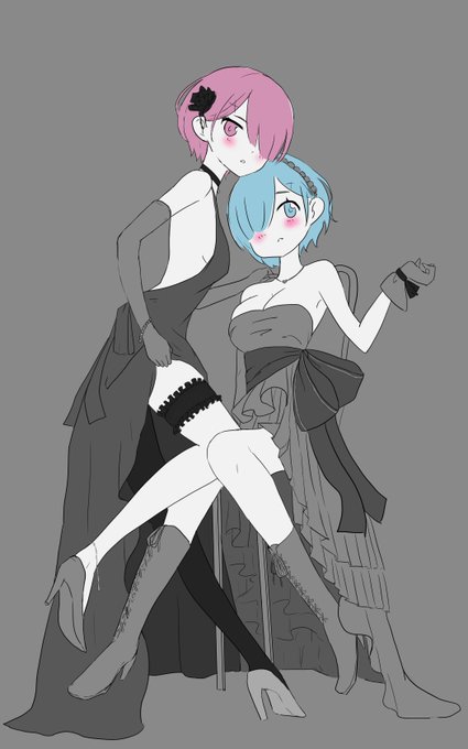 ラムレムをシックに描きました!
#リゼロ 
#レム 
#ラム 