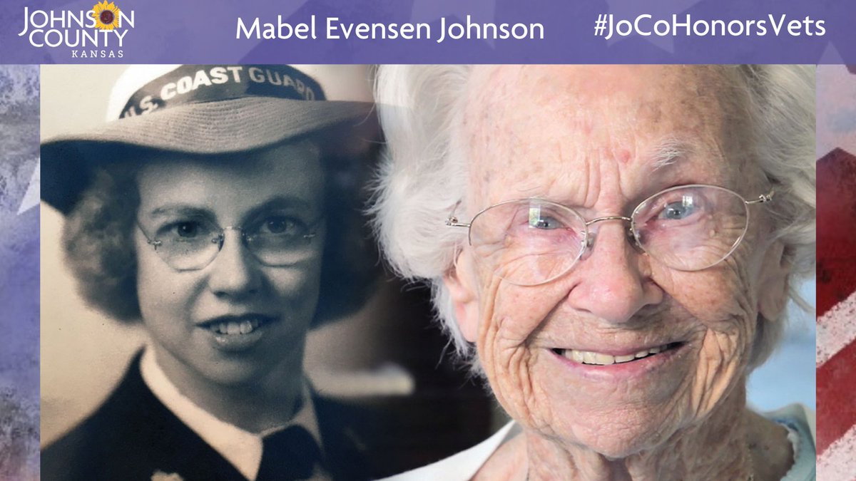 Meet Mabel Evensen Johnson who resides in  @CityofOlatheKS. She is a World War II veteran who served in the  @USCG. Visit her profile to learn about a highlight of an experience or memory from WWII:  https://jocogov.org/dept/county-managers-office/blog/mabel-evensen-johnson  #JoCoHonorsVets 